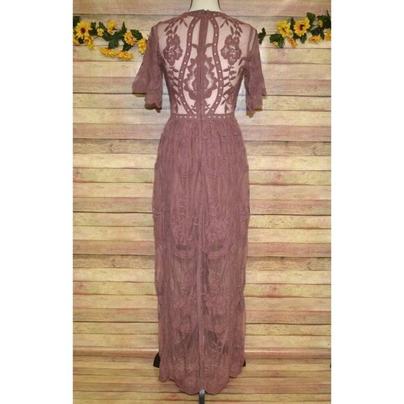 Altar’d State Lace Overlay Maxi Dress Dusty Rose Size S Romantic Feminine - Picture 10 of 15